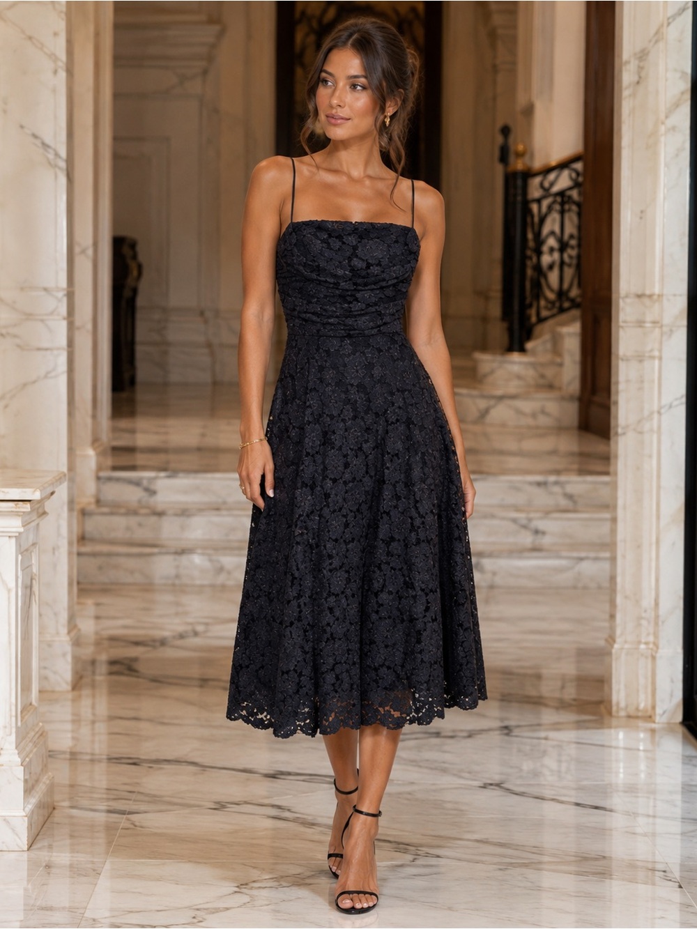 Eliza J Navy Blue Lace Strappy Dress 4